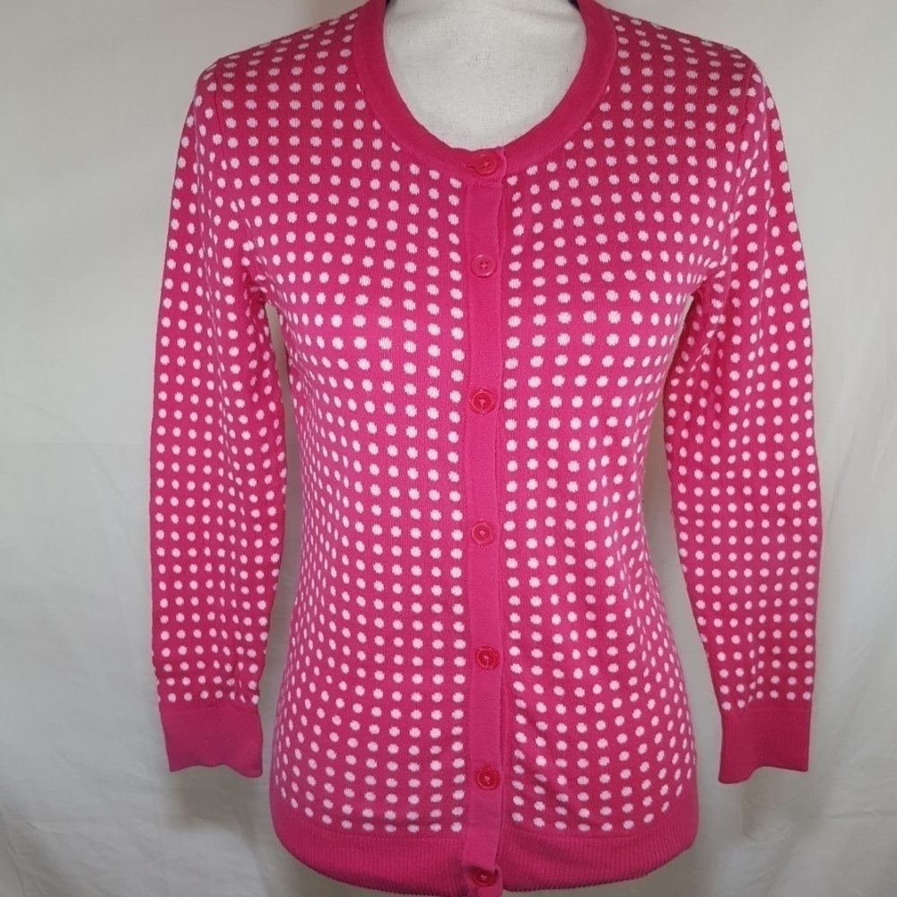 MERONA Pink & White Sweater Cottagecore Whimsical Office Church, Size M